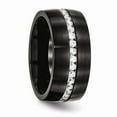 thumbnail image 4 of Stainless Steel Brushed and Polished Black IP CZ Ring Size: 6; for Adults and Teens; for Women and Men, 4 of 6