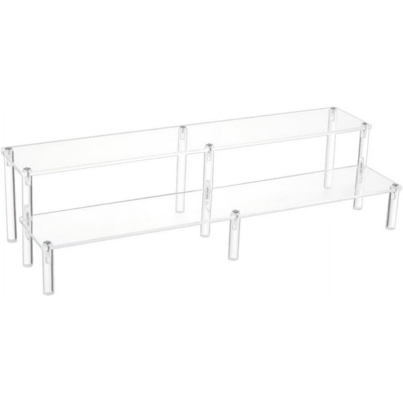 1Set Acrylic Action Figure Display Riser Stands 2 Tier Acrylic Risers Tiered Display Stand for Birthday Wedding Party Dessert Figures Display 39.7x7.7x0.4cm