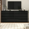 thumbnail image 5 of ChVans 8 Drawer Double Dresser for Bedroom, 47" Wide 41" Tall Modern High Gloss Black Dresser with Wood Chest of 8 Drawer Handle Free for Bedroom, Living Room, Entryway, Hallway, 5 of 6