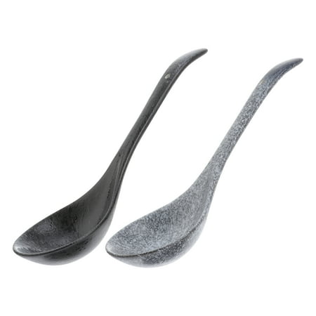 

OUNONA 2 Pcs Vintage Ceramic Rice Spoons and Soup Spoons for Household Use