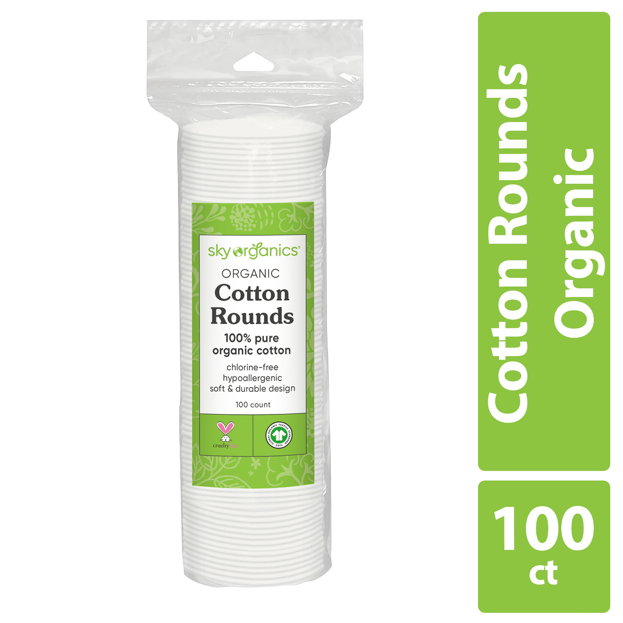 Sky Organics Organic Cotton Rounds, 100% Pure Organic Cotton, 100 Count