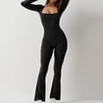 thumbnail image 4 of Women Bodycon Jumpsuit Long Square Neck Slim Fit Flared Pants Romper Playsuit, 4 of 5
