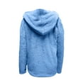 thumbnail image 5 of Womens Fleece Hoodies Coats Casual Fall Winter Warm Sweatshirt Thick Shaggy Fuzzy Button Hoodie Solid Henley Outwear, 5 of 5