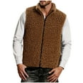 thumbnail image 4 of Jinhomg Men Sherpa Fleece Vest Lightweight Turtleneck Zipper Gilet Coat Sleeveless Stand-Up Collar Cardigan Trendy Winter Warm Jackets, 4 of 7