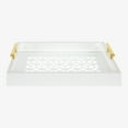 thumbnail image 2 of Kate and Laurel Caspen Rectangle Cut Out Pattern Decorative Tray with Gold Metal Handles, 16.5" x12.25", White and Gold, 2 of 5
