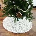 thumbnail image 3 of Travelwant Christmas Tree Skirt White Luxury Faux Fur Tree Skirt Stars Plush Tree Skirt for Christmas Tree Pencils Tree, 3 of 8