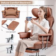 KERDOM High Back Office Desk Chair, Big & Tall Executive Office Chair with Footrest, Beautiful PU Leather Computer Chair, Ergonomic Reclining Chair, Large Home Office Chair with Soft Lumbar Pillow