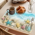 thumbnail image 3 of Blue Summer Beach Placemats Set of 4 Coastal Starfish Shell Nautical Waves Place Mats Indoor Wipeable Table Mats Washable Cloth Dining Table Placemats for Kitchen Holiday Party Home Decor 13x19 Inch, 3 of 9