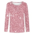thumbnail image 4 of WRKEKC Womens Glitter Long Sleeve Crew Neck Top Stylish Sparkly Shirt for Women Party Daily Wear Trendy Versatile Outfit, 4 of 4