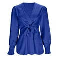 thumbnail image 4 of HongQid Long Sleeve Blouses for Women Dressy Casual, Wrap Tops Work Shirts, V Neck Fall Business Outfits, 4 of 9