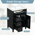 thumbnail image 4 of 24'' Modern Vanity with Leak-proof Ceramic Sink, Solid Wood Frame Vanity with Soft-close Drawers, for Bathrooms, Black, 4 of 9