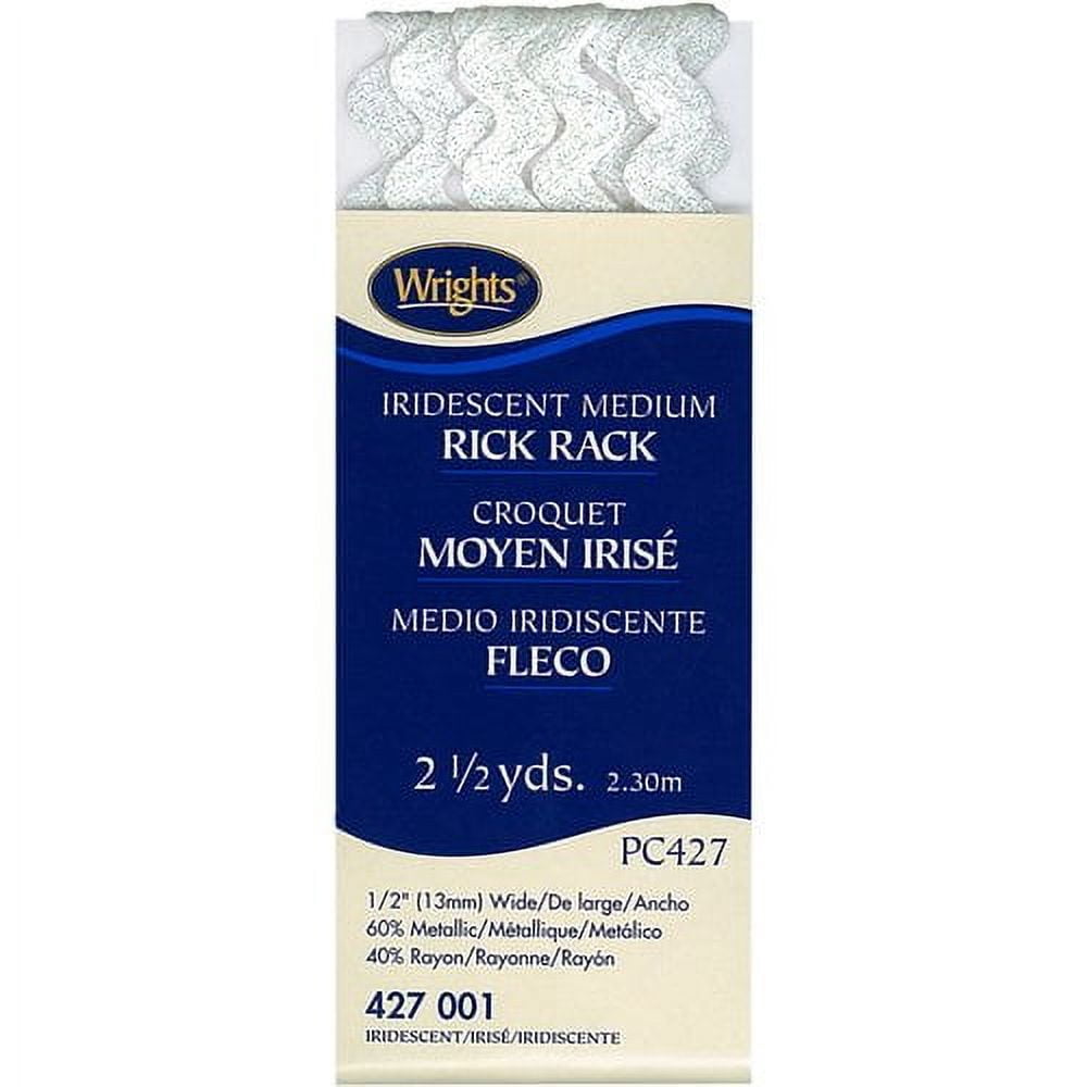 (2 pack) Wrights Rick Rack, Iridescent, 1/2" Medium Braided Rick Rack For Sewing And Crafts, 2.5 Yards, 1 Each