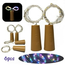 MesaSe Wine Bottle Lights, 6 Pcs 20 LEDs 6.56Ft Cork Shape Silver Copper Wire LED Fairy String Lights, Waterproof Battery Powered Bottle Stopper Lamp for DIY, Party, Christmas,Wedding(Multi-color)