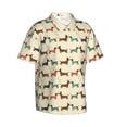 thumbnail image 2 of Balery Dachshund Dog Print Men's Hawaiian Shirts Short Sleeve Beach Shirt Relaxed Fit Vacation Button Down Shirts-X-Large, 2 of 9