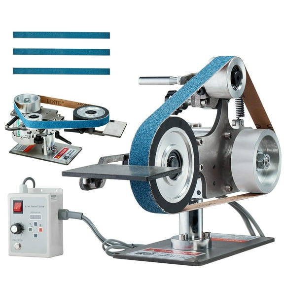 VEVOR Belt Grinder Sander, 30 x 1-Inch Variable Speed Belt Polisher with VFD, 550W Polishing Grinding Machine with 2 Grinding Moulds & 3PCS Sanding Belts for Metalworking, Knife Making
