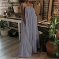 thumbnail image 4 of Awdenio Summer Dresses for Women, Ladies Fashion Casual Solid Sleeveless Strap Dress Pocket Loose Backless Big Dress Gray 3XL, 4 of 8