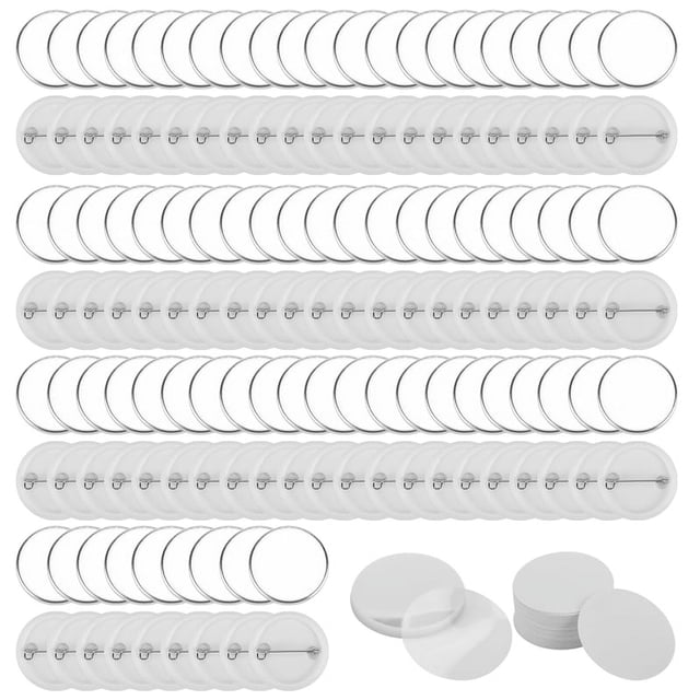 300 juegos de piezas para insignias de botones en blanco de 32 mm/1,25", botones redondos de 58 mm, pines en blanco