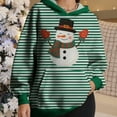 thumbnail image 2 of Fiaer Christmas Women's Hoodie Snowman Printed Stripe Oversized Hooded Sweatshirts Long Sleeve Baggy Fashion Tops with Pocket 2-Green XXXXL, 2 of 5