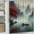 thumbnail image 6 of Shiartex Boat Lake Mountain Printed Shower Curtain Decor 100% Polyester Fiber Chic Modern Bathroom Decor with Hooks 60x72, 6 of 7