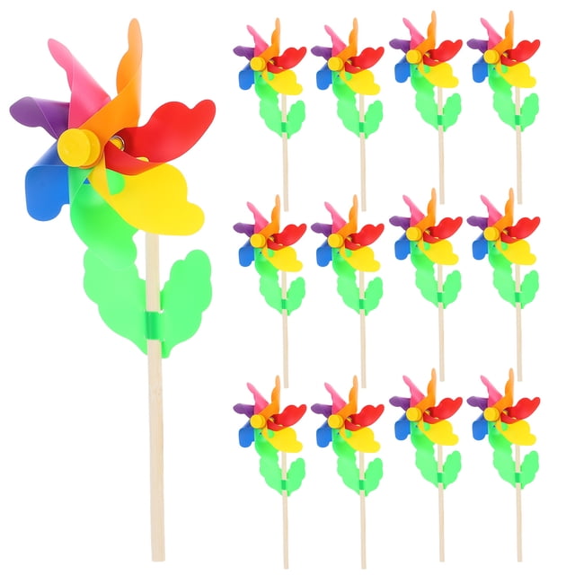 EeaseMX 12 piezas de molinillos de viento de arcoíris para jardín infantil, decoración de jardín