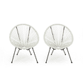 thumbnail image 2 of Leumius Set of 2 Modern Accent Chair with PE Rattan, Outdoor Accent Chair for Pool Beach Patio Lawn White, 2 of 9
