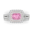 thumbnail image 2 of Clara Pucci 14K White/Rose Gold Emerald Cut 1Ct Simulated Pink Diamond Engagement Ring + Matching Band - Luxury Box Included, 2 of 7