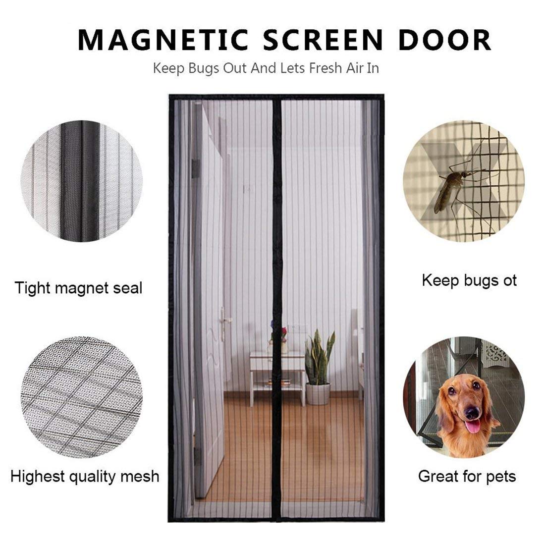 Magnetic Screen Door, Full Frame Seal. Fits Door Openings Up To 36