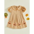 thumbnail image 4 of BemeyourBBs Baby Girls Thanksgiving Dress Short Sleeve Doll Collar Turkey Dress, 4 of 5