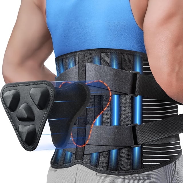 Faja lumbar CAMRIER para aliviar el dolor lumbar con almohadilla lumbar 3D, 6 unidades con tiras alternativas para hombre y mujer, soporte lumbar de malla suave y transpirable para hernia discal y ciá