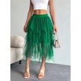 thumbnail image 6 of Womens Irregular Mesh Tulle Skirt High Waist Versatile Slimming Layered Tutu Skirt Dark Green XL, 6 of 7