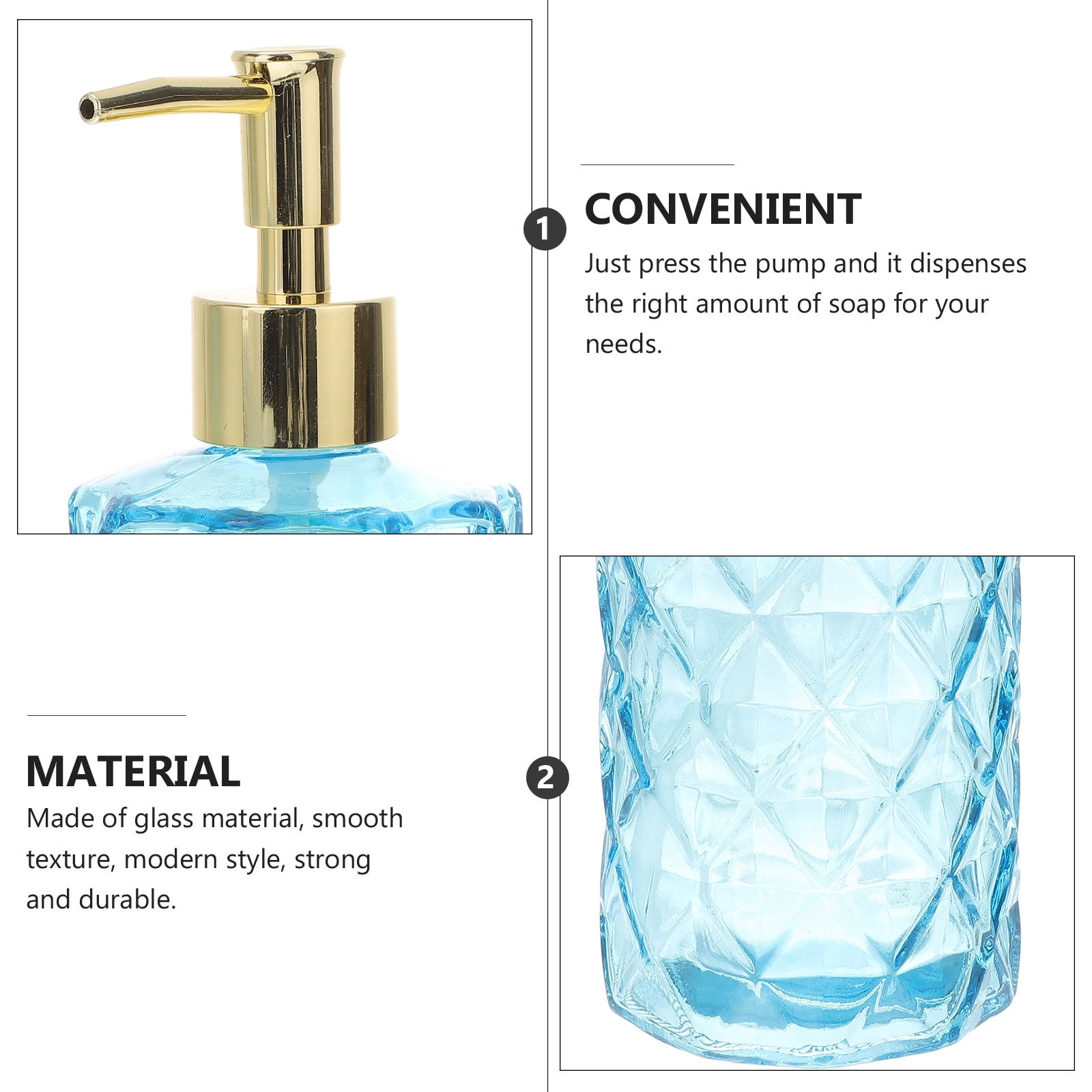 LOLIPPYY 1Set Golden Glass Travel Containers for Lotion with Press Pump and High End Design