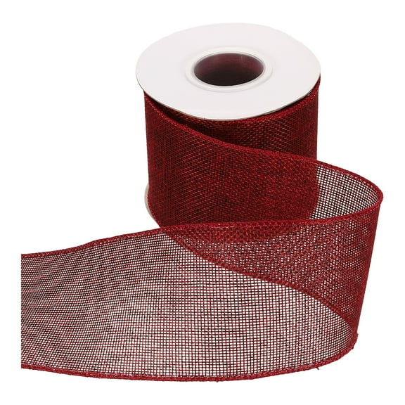 Uxcell Burlap Wired Ribbon 3" x 10 Yard Wired Edge Ribbon Woven Strap, Deep Red