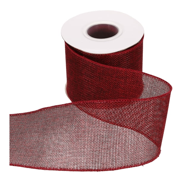 Cinta de alambre de yute Uxcell de 3" x 10 yardas, cinta de borde de alambre, correa tejida, rojo profundo