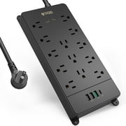 TROND Surge Protector Power Bar With USB C, 12W 2 USB A Ports, 18W Quick Charge QC 3.0 & USB C PD Power Delivery, Flat