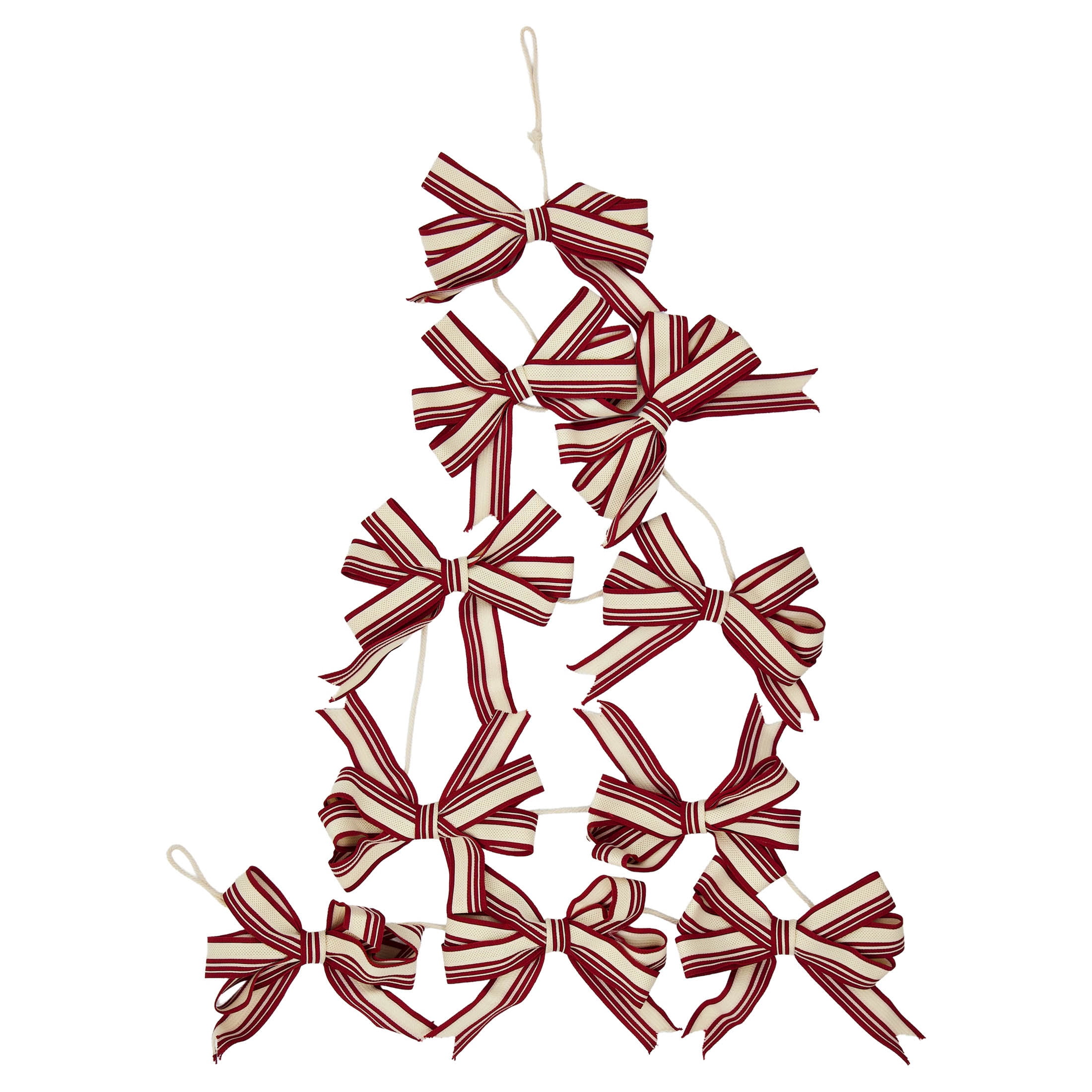 Fabric Striped Bow Christmas Garland, Red and White, 6', by Holiday Time