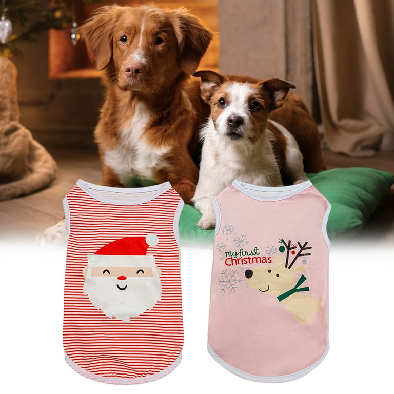 UDIYO 2pcs Christmas Dog Clothes Pet Shirts Breathable Puppy Vest