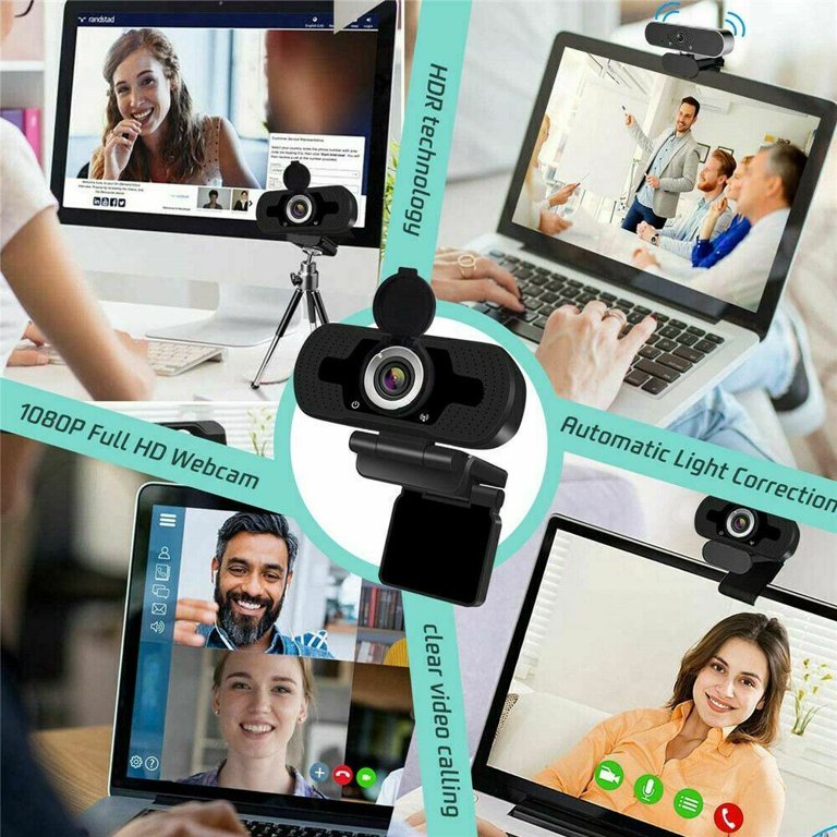 Webcam HD 1080P,Webcam with Microphone, USB Desktop Laptop Camera with 110  Degree Widescreen,Stream Webcam for Calling, Recording,Conferencing