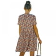 thumbnail image 2 of Femmes Mini Robe - Mignon Boho Manches Courtes V Robe Florale Robe de Plage Décontractée Robe de Balançoire, 2 of 9