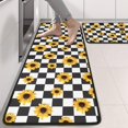 thumbnail image 2 of Kitchen Rugs Sets Of 2,Black White Checker Sunflower Pattern Anti Fatigue Kitchen Mat Rugs Non Slip Washable,Decorative Kitchen Floor Mats for Kitchen,Sink,Laundry,17"x47"+17"x47", 2 of 5
