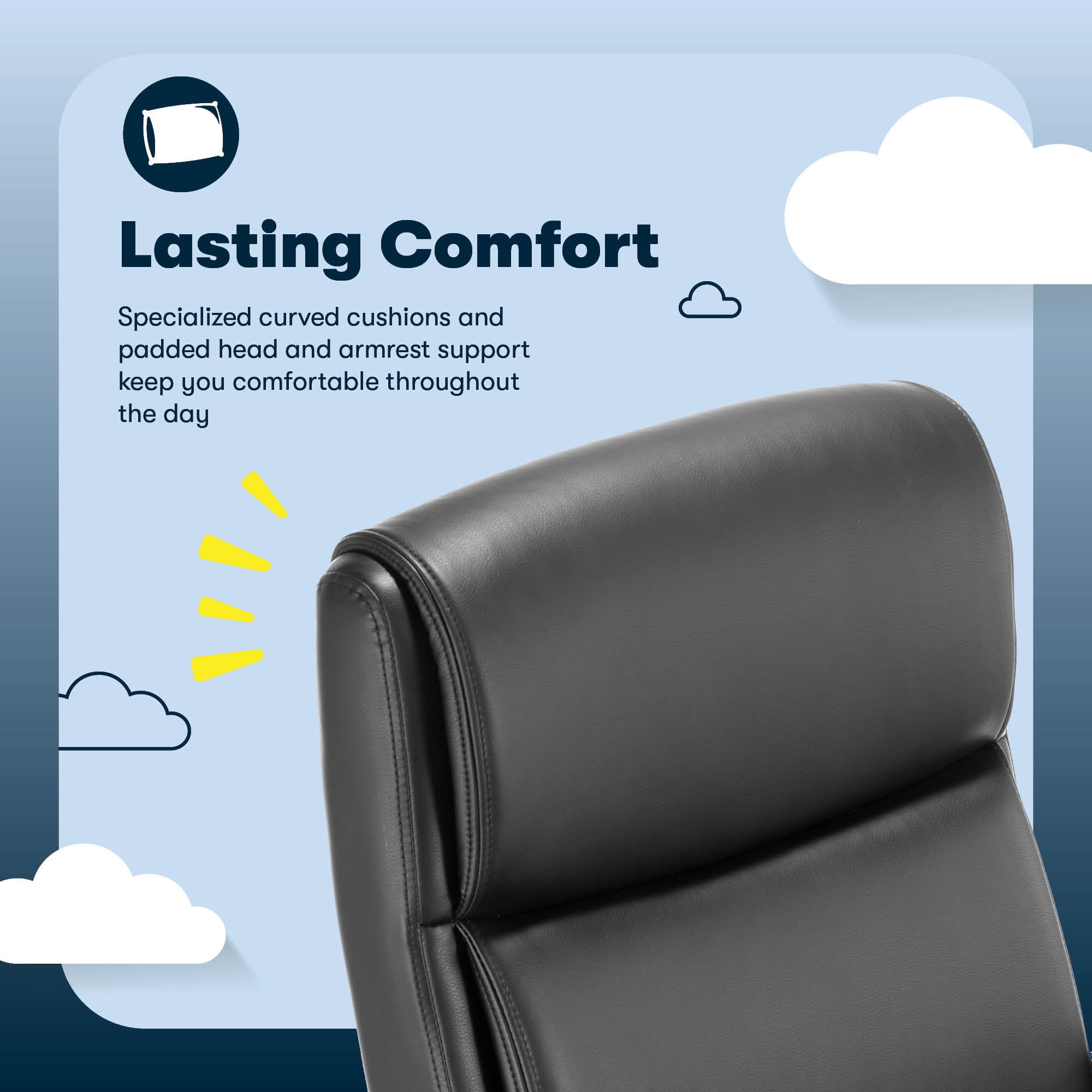Serta Comfort Ergo Executive Office Chair, Ergonomic Mid-Back Design with Lumbar Support, Bonded Leather, Black