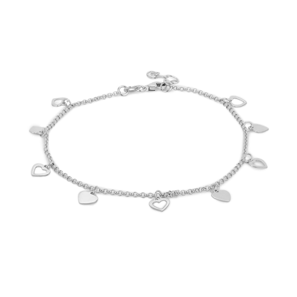 Vanbelle Sterling Silver Jewelry Heart Lock & Key Bracelet with Rhodium Plating for Women and Girls