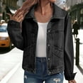 thumbnail image 2 of iHPH7 Cropped Jean Jacket for Women Denim Outfit for Women Jean Jacket Women Denim Button Down Shirt Women Vintage Jacket Jean Shacket Women Fall Jackets Black L, 2 of 7