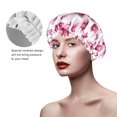 thumbnail image 4 of Kdxio Lilies Flowers Print Shower Cap for Women,Elastic and Reusable,Double Waterproof Layers Bathing Hat, 4 of 9