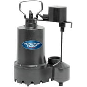 Superior Pump 92541 - 1/2 HP Cast Iron Water Utility Sump Pump with Vertical Float Switch - Black