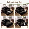 thumbnail image 4 of Marrber Black 52” 3-in-1 Convertible Pull-Out Sofa Bed Sleeper Loveseat with Reclining Backrest, Built-in Cup Holders, Pet-Friendly Corduroy Sofa for Small Space, 4 of 9