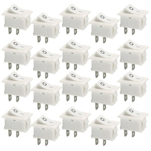 20Pcs Toggle Switches On/Off Switch 2 Pin 12V For Car Auto Rocker Switch Boat White Fangkenuo