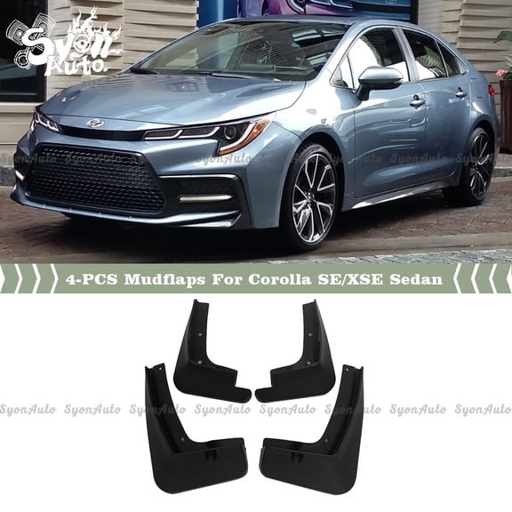 FITS 2020 TOYOTA COROLLA SE/XSE SEDAN BLACK PLASTIC 4PC MUD FLAP SPLASH GUARD