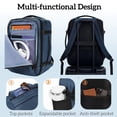 thumbnail image 3 of WANDF Airline Approved Travel Backpack with USB Port, 30L Waterproof Carry On Personal Item Bag 18x14x8  for Men Women, 13 Pockets Laptop Weekender Backpack, Daypack for Business Travel Gym,Blue, 3 of 10