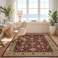 thumbnail image 3 of Design&I 5'x7' Washable Area Rug Ivory Rich Burgundy with Ornate Floral Motifs Traditional Design for Small Living Room, Bedroom, Sleek Flatweave Pet Friendly & Non-Slip, 3 of 7
