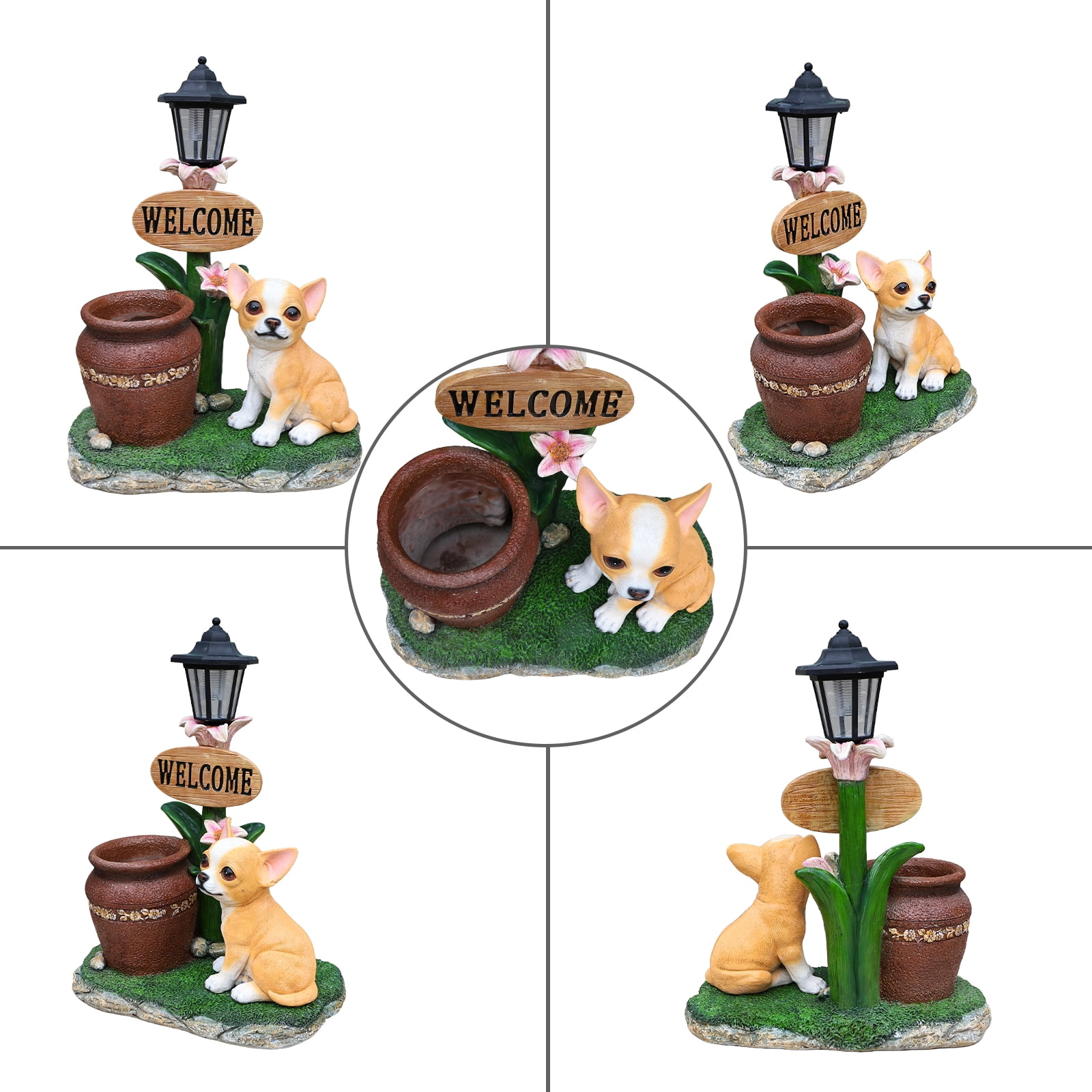 Sitting Corgi Dog Planter Outdoor Decor, Garden Statue with Built-In Planter, Weather-Resistant Resin for Yard, Patio, Lawn, Brown